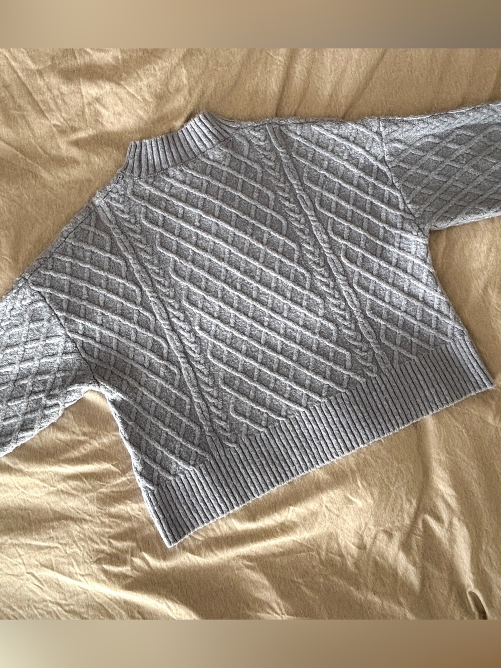 Dynamite Cozy Cable Knit Cropped Sweater - Light Blue